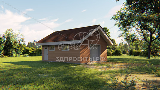 Готовый 3d проект АР+КР091 - гараж 8x6 - вид 1