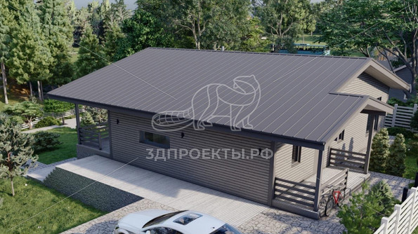 Готовый 3d проект АР+КР100 - дом 15.8x14.1 - вид 2