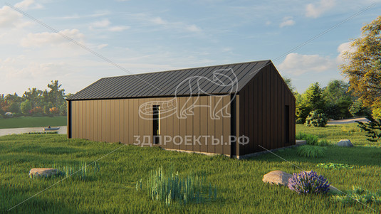 Готовый 3d проект АР+КР104 - дом 13.5x5.4 - вид 4