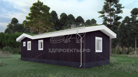 Готовый 3d проект АР+КР107 - дом-баня 12.8x8.3 - вид 3