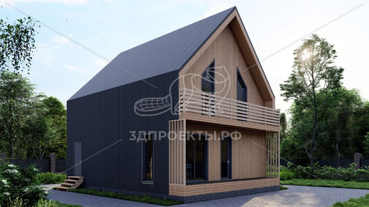 Готовый 3d проект АР+КР108 - дом 10x8 - вид 4