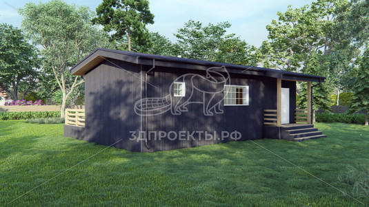 Готовый 3d проект АР+КР112 - дом 11x8 - вид 4