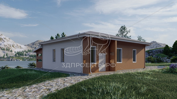 Готовый 3d проект АР+КР115 - дом 13.55x12.95 - вид 3
