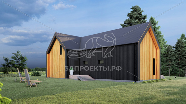 Готовый 3d проект АР+КР121 - дом 15x13 - вид 2