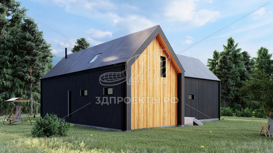 Готовый 3d проект АР+КР121 - дом 15x13 - вид 3