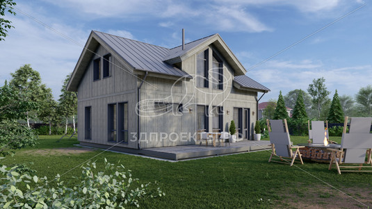 Готовый 3d проект АР+КР131 - дом 10x8 - вид 2