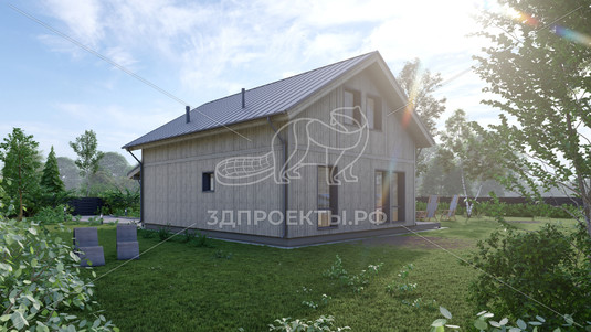 Готовый 3d проект АР+КР131 - дом 10x8 - вид 4