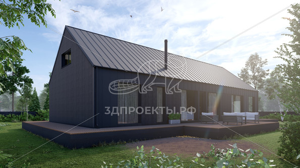 Готовый 3d проект АР+КР132 - дом 24.6x15.88 - вид 1