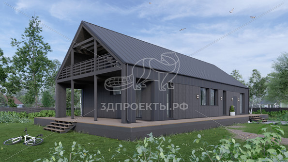 Готовый 3d проект АР+КР132 - дом 24.6x15.88 - вид 2