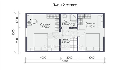 3d проект СП007 - планировка 2 этажа