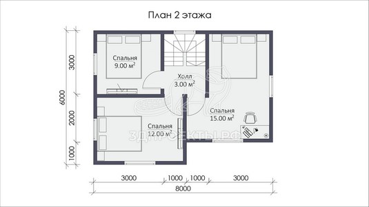 3d проект СП023 - планировка 2 этажа