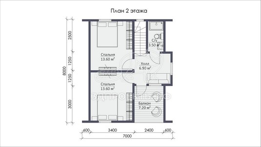3d проект СП031 - планировка 2 этажа