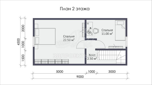 3d проект СП036 - планировка 2 этажа