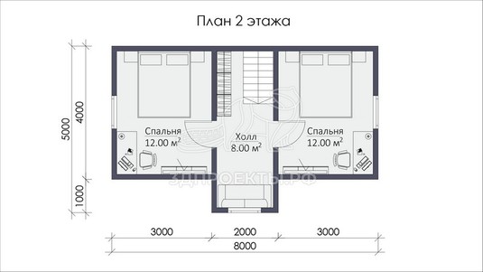 3d проект СП037 - планировка 2 этажа