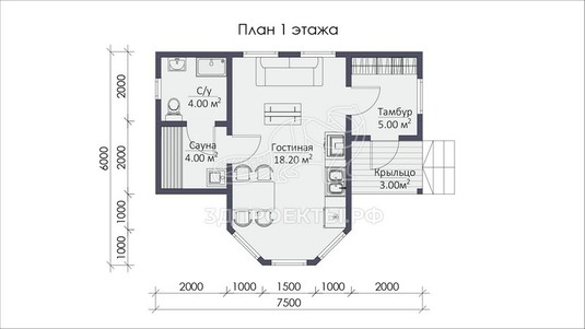 3d проект СП073 - планировка 1 этажа