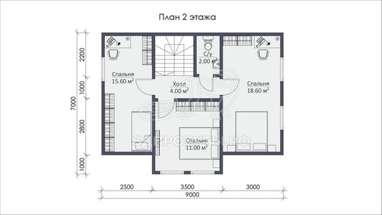 3d проект СП082 - планировка 2 этажа
