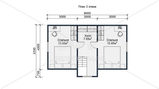 3d проект СП106 - планировка 2 этажа