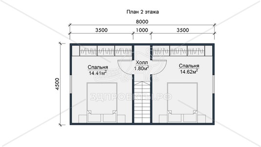 3d проект СП114 - планировка 2 этажа