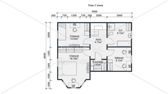 3d проект СП123 - планировка 2 этажа