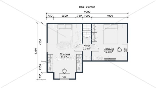3d проект СП126 - планировка 2 этажа