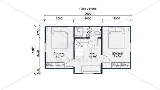 3d проект СП127 - планировка 2 этажа