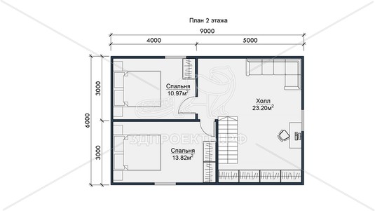 3d проект СП129 - планировка 2 этажа